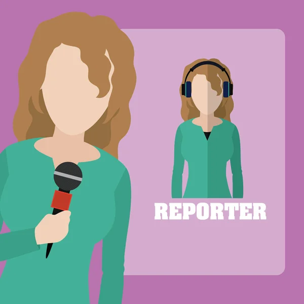 Γυναίκα δημοσιογράφος ρεπορτερ — Διανυσματικό Αρχείο