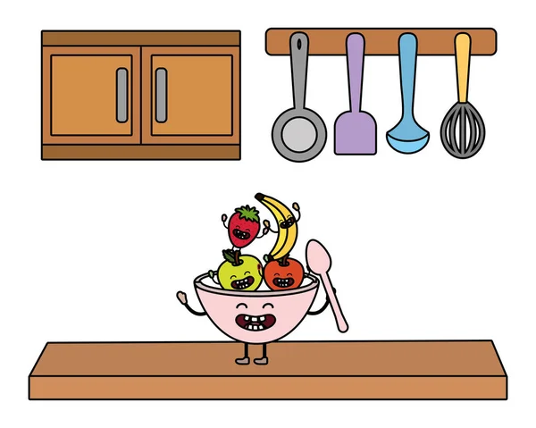 Deliciosos frutos saborosos desenhos animados — Vetor de Stock