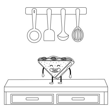 lezzetli lezzetli sandviç çizgi film