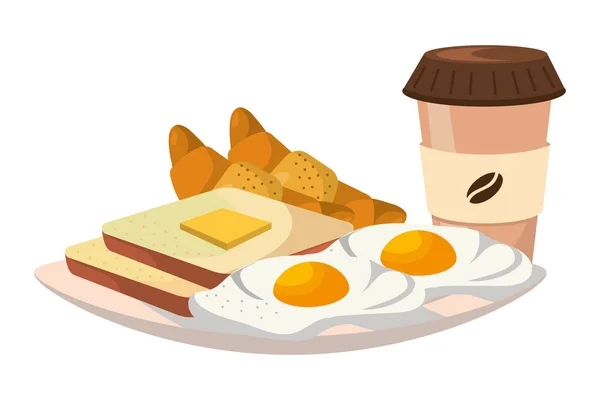 Delicious tasty breakfast cartoon — Stock Vector