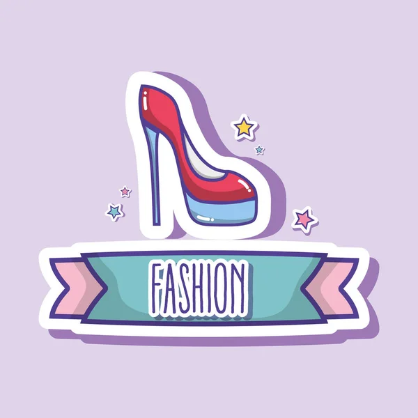 Desain high heel shoes fashion patch - Stok Vektor