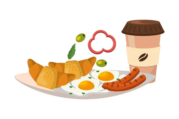 Delicious tasty breakfast cartoon — Stock Vector