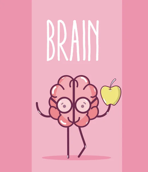 Bonita tarjeta de dibujos animados cerebro — Vector de stock