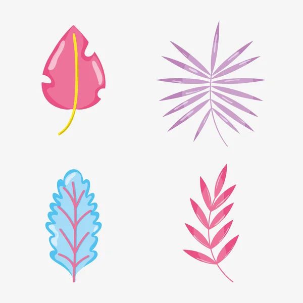 Collection de feuilles de pastel pointues — Image vectorielle