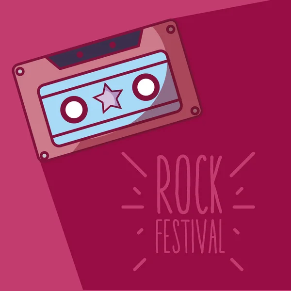 Música Cassette Rock Festival Dibujos Animados Vector Ilustración Diseño Gráfico — Vector de stock