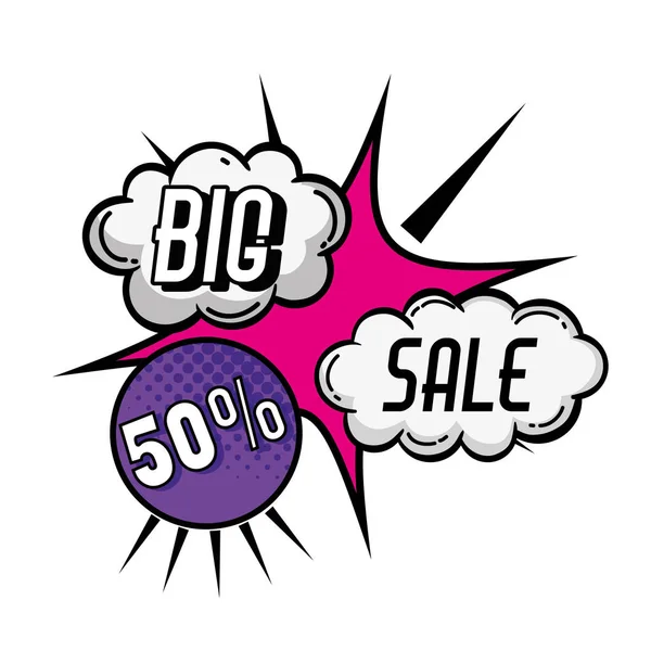 Big sale pop art style poster — Stock Vector