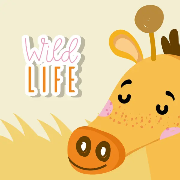 Girafa animais selvagens desenhos animados —  Vetores de Stock