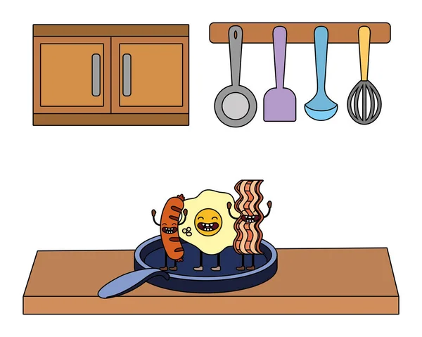 Deliciosos desenhos animados comida saborosa — Vetor de Stock