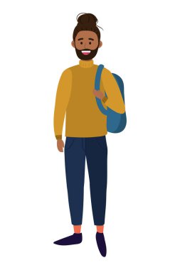 Genç mutlu adam çizgi film