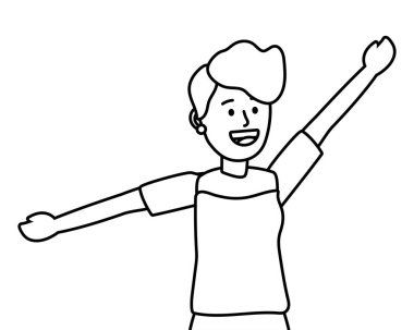 Genç mutlu adam çizgi film