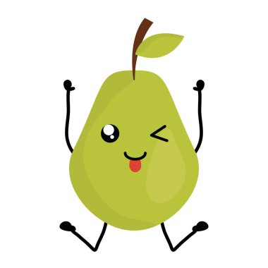 lezzetli armut meyve kawaii karakter
