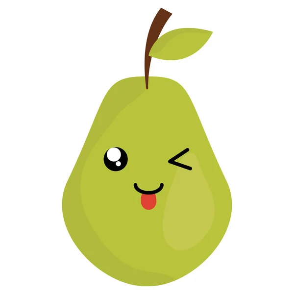 Heerlijke peren fruit kawaii karakter — Stockvector