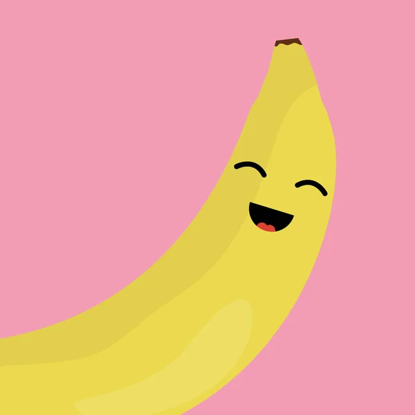 Lahodné banán ovoce kawaii charakter — Stockový vektor