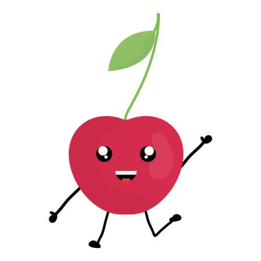 lezzetli kiraz meyve kawaii karakter