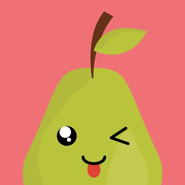 Délicieux poire fruit kawaii caractère — Image vectorielle
