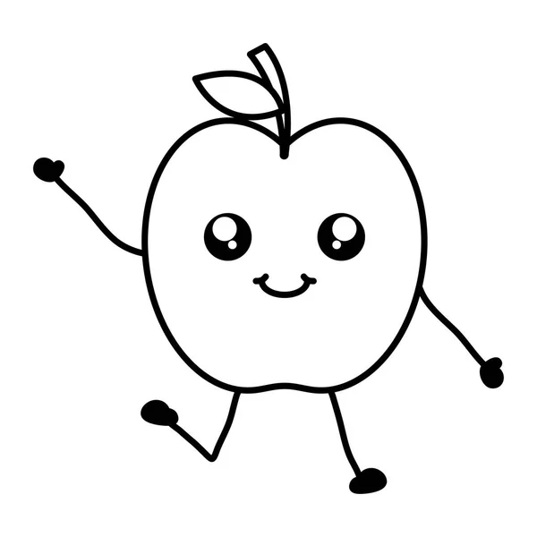 Délicieux fruit de pomme kawaii caractère — Image vectorielle