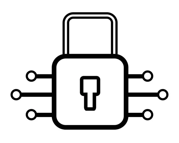 Icône électronique cadenas noir et blanc — Image vectorielle