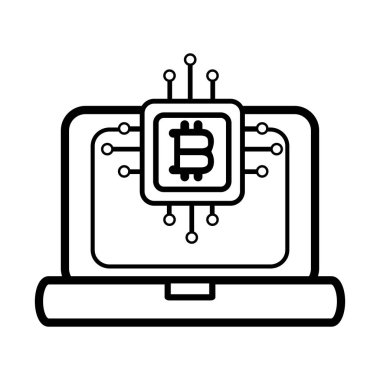 bitcoin mikroçip simge siyah ve beyaz