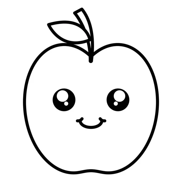 Délicieux fruit de pomme kawaii caractère — Image vectorielle