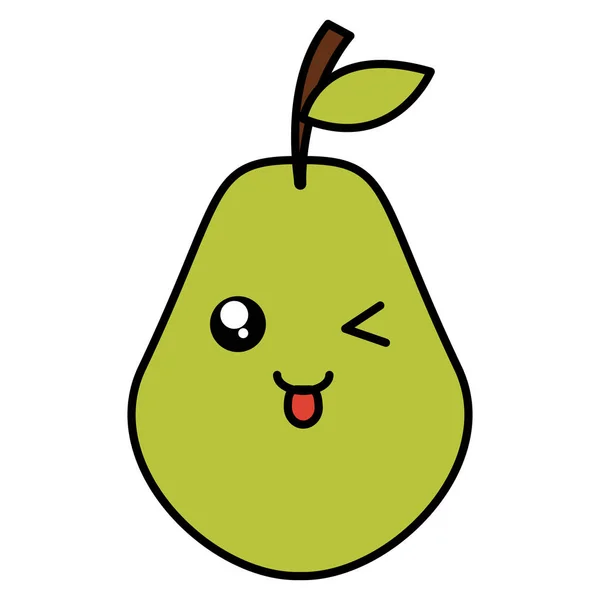 Heerlijke peren fruit kawaii karakter — Stockvector