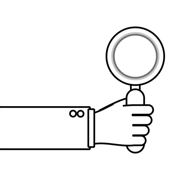 Hand holding magnifying glass — Stock Vector