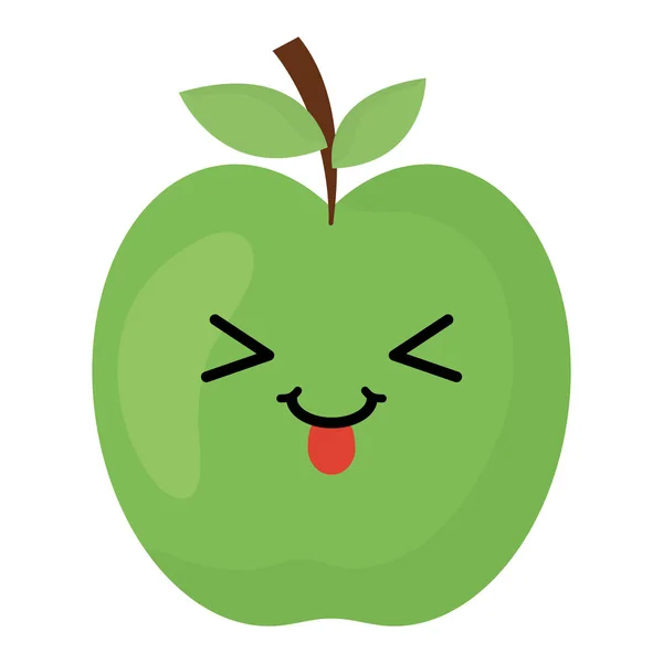 Pyszne jabłko owoc kawaii znaków — Wektor stockowy