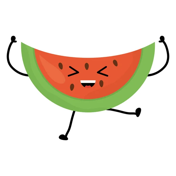Delicious watermelon fruit kawaii character — Stock Vector