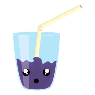 cam suyu meyve ve saman kawaii karakteri ile