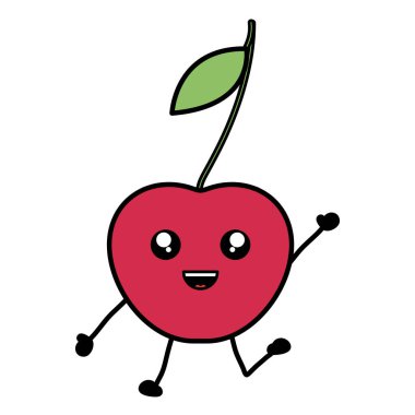 lezzetli kiraz meyve kawaii karakter