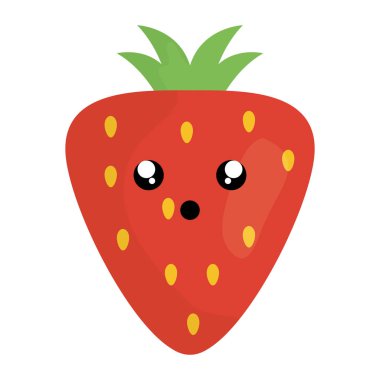 lezzetli çilek meyve kawaii karakter