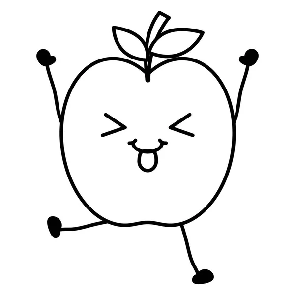 Délicieux fruit de pomme kawaii caractère — Image vectorielle