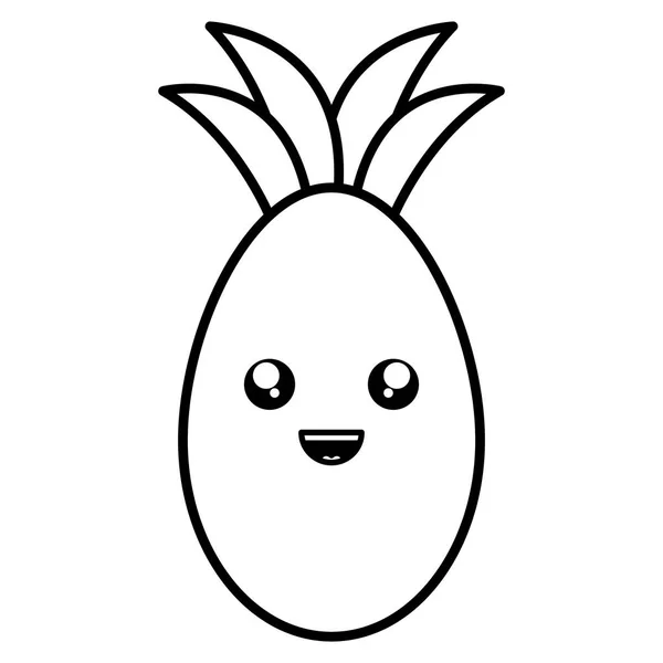 Délicieux ananas fruit kawaii caractère — Image vectorielle