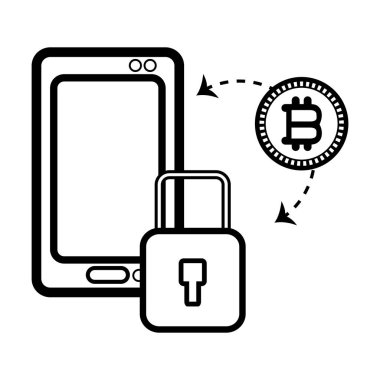 bitcoin ve cep telefonu siyah ve beyaz