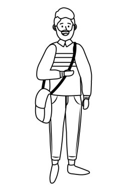 Genç mutlu adam çizgi film