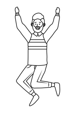 Genç mutlu adam çizgi film