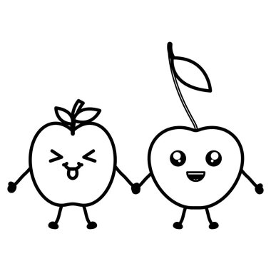 lezzetli elma kawaii karakterler