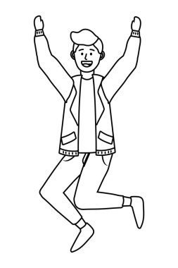 Genç mutlu adam çizgi film