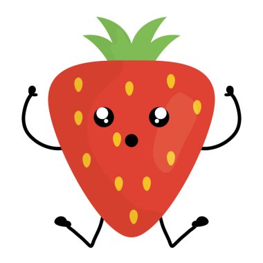 lezzetli çilek meyve kawaii karakter