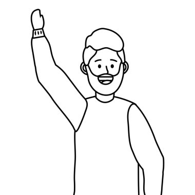 Genç mutlu adam çizgi film