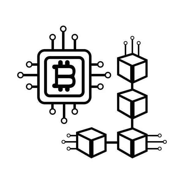 Ícone de microchip bitcoin preto e branco —  Vetores de Stock