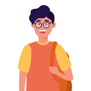 Genç mutlu adam çizgi film