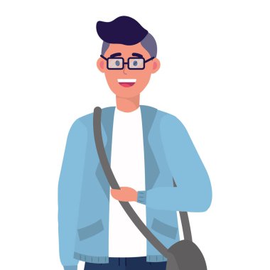 Genç mutlu adam çizgi film