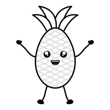 lezzetli ananas meyve kawaii karakter