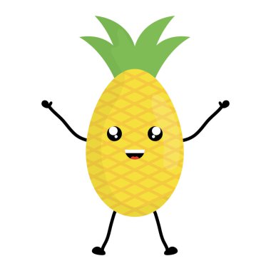 lezzetli ananas meyve kawaii karakter