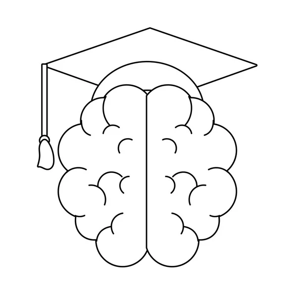 Cerebro con gorra de graduación — Vector de stock