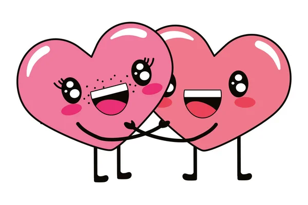 Amour coeur couple dessin animé — Image vectorielle