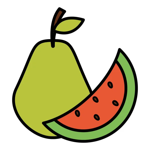 西瓜和梨新鲜水果 — 图库矢量图片