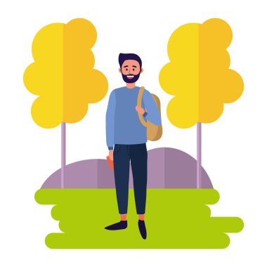 Genç mutlu adam çizgi film