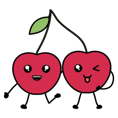lezzetli kiraz meyve kawaii karakter