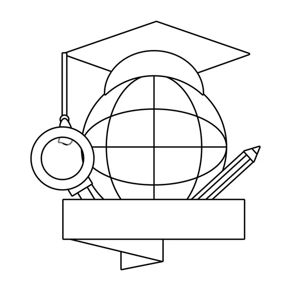 Globe och examen cap — Stock vektor